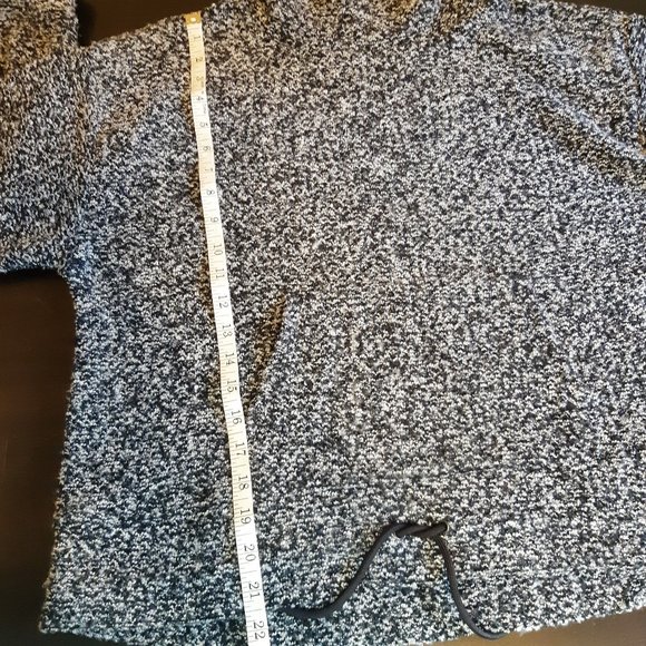 Joe Fresh Navy Blue and White Pouch Pocket Turtleneck Sweater Drawstring Hem - Picture 7 of 8